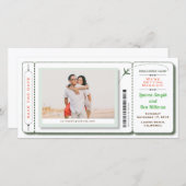 Boarding Pass Foto Save the Date Grün (Vorne/Hinten)