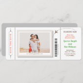 Boarding Pass Foto Save the Date Rundungen Ecken (Vorne/Hinten)