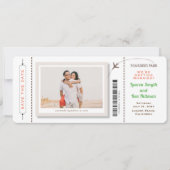 Boarding Pass Foto Save the Date Rundungen Ecken (Vorderseite)