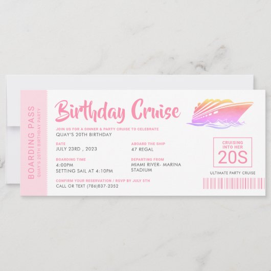 Boarding-Pass für den Birthday Crucket Einladung (Vorderseite)