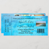 Boarding Pass für eine Hochzeit in Antigua (Vorne/Hinten)