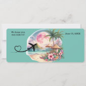 Boarding Pass für Hochzeiten in Hawaii Einladung (Rückseite)