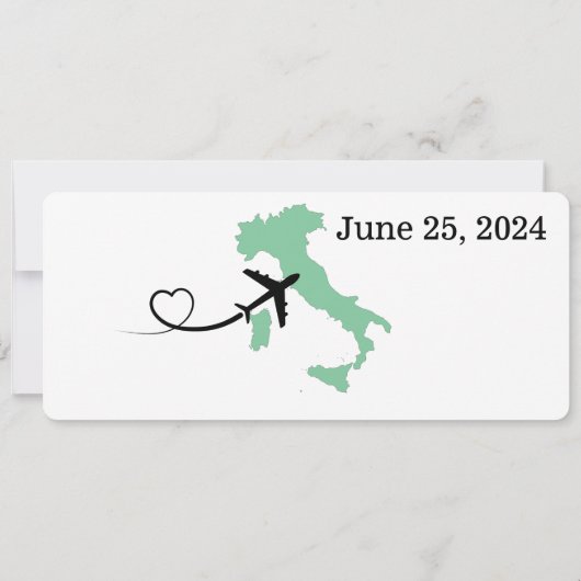 Boarding Pass für Hochzeiten in Rom, Italien Einladung (Rückseite)