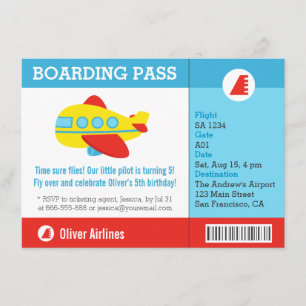 Boarding Pass Geburtstagspartei Einladung