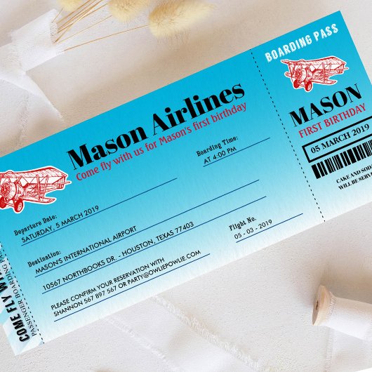 Boarding Pass Geburtstagsparty Einladung