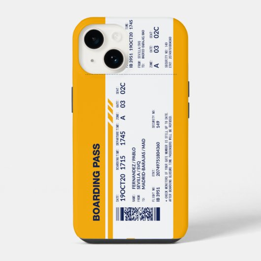Boarding Pass - Gelb iPhone Hülle (Rückseite)