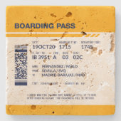 Boarding Pass - Gelb Steinuntersetzer (Vorderseite)
