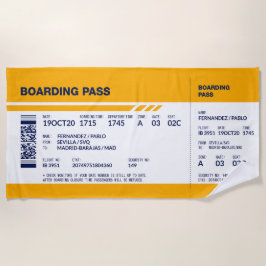 Boarding Pass - Gelb Strandtuch