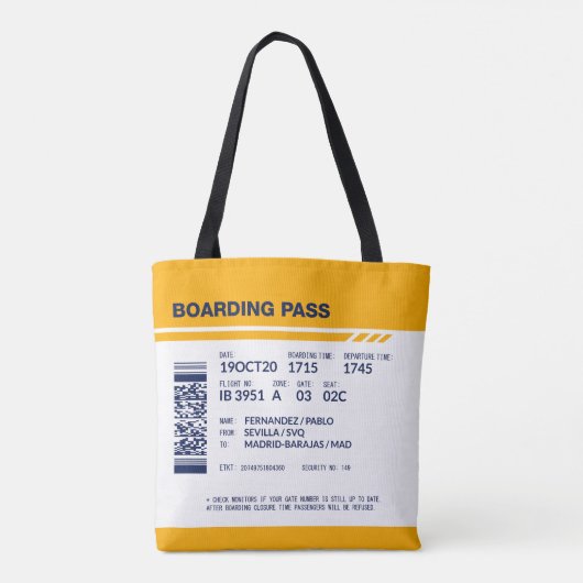 Boarding Pass - Gelb Tasche (Rückseite)