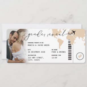 Boarding Pass Geschlecht offenbaren Beige neutrale Einladung