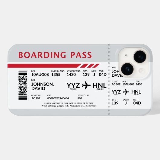 Boarding Pass - Grau Case-Mate iPhone Hülle (Rückseite (Horizontal))