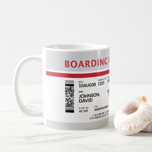 Boarding Pass - Grau Kaffeetasse (Mit Donut)