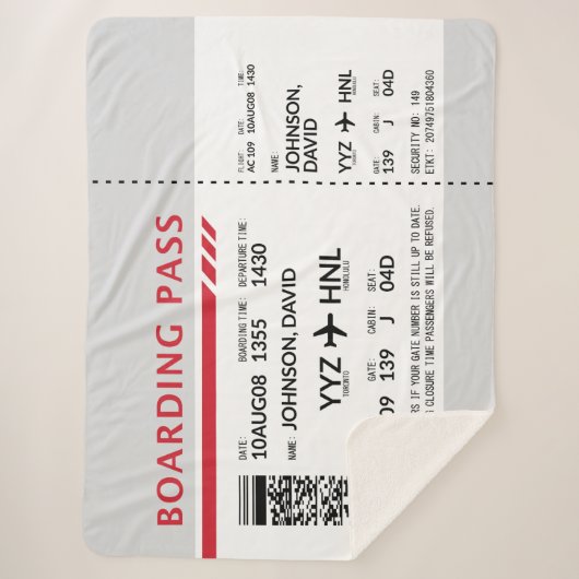 Boarding Pass - Grau Sherpadecke (Vorderseite)