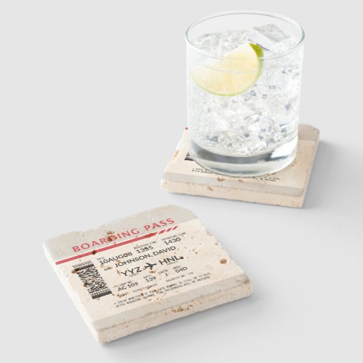 Boarding Pass - Grau Steinuntersetzer (Seitenansicht)