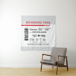 Boarding Pass - Grau Wandteppich