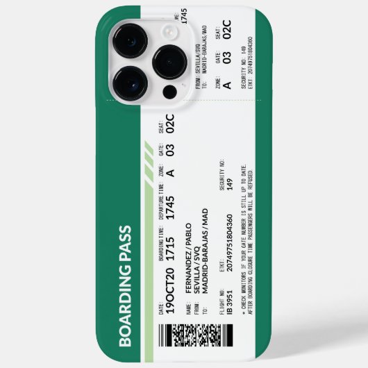Boarding Pass - Green Case-Mate iPhone Hülle (Rückseite)