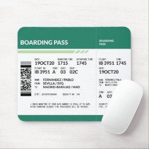 Boarding Pass - Green Mousepad
