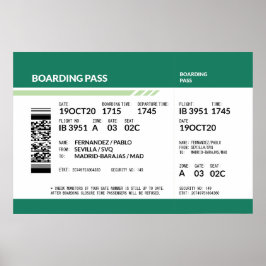 Boarding Pass - Green Poster