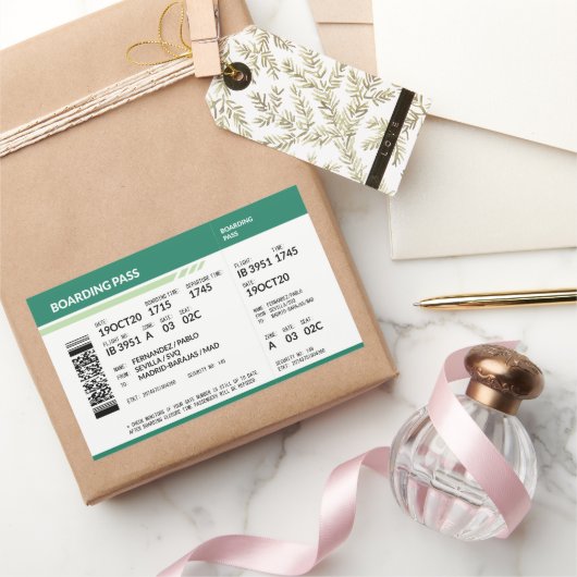 Boarding Pass - Green Rechteckiger Aufkleber (Schenken)