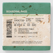 Boarding Pass - Green Steinuntersetzer (Vorderseite)