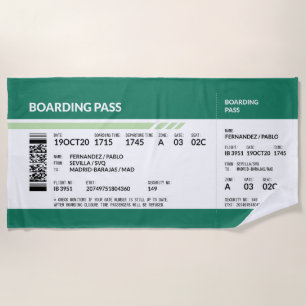 Boarding Pass - Green Strandtuch