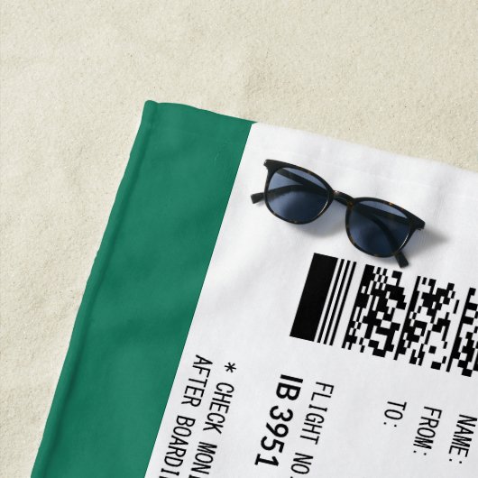 Boarding Pass - Green Strandtuch (Beispiel)