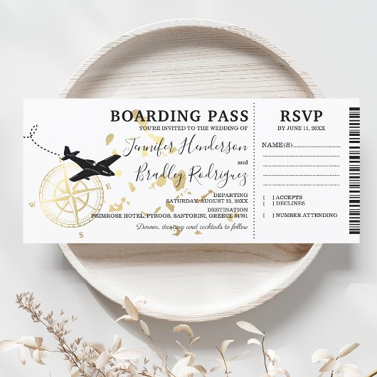 Boarding Pass Griechische Inseln Einladung Hochzei