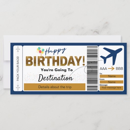 Boarding Pass Happy Birthday Ticket (Vorderseite)