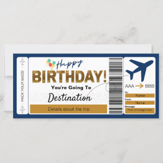 Boarding Pass Happy Birthday Ticket