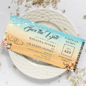 Boarding Pass Herz in Sand Save the Date lädt ein