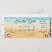 Boarding Pass Herz in Sand Save the Date lädt ein (Vorderseite)