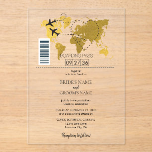 Boarding-Pass-Hochzeit Acryleinladungen