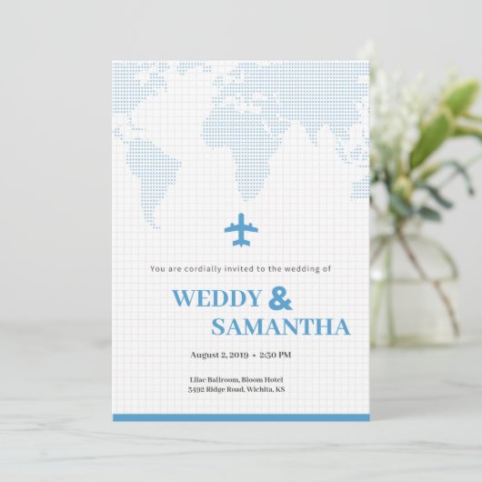 Boarding Pass Hochzeit Einladung (Stehend Vorderseite)