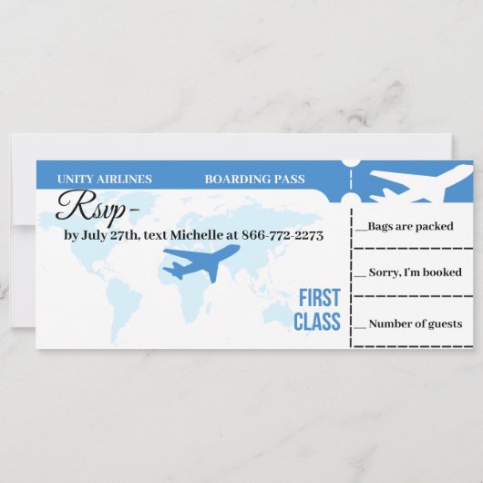 Boarding Pass Hochzeit Einladung (Rückseite)