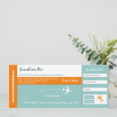 Boarding Pass Hochzeit Einladung grün orange (Stehend Vorderseite)
