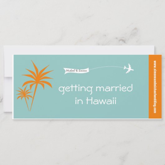 Boarding Pass Hochzeit Einladung grün orange (Rückseite)