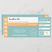 Boarding Pass Hochzeit Einladung türkis Orange (Vorne/Hinten)