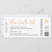 Boarding Pass Hochzeit in Urlaubsort Elegante Save The Date (Vorderseite)