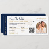 Boarding Pass Hochzeit in Urlaubsort QR-Code Einladung (Vorne/Hinten)