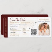 Boarding Pass Hochzeit in Urlaubsort QR-Code Einladung (Vorne/Hinten)