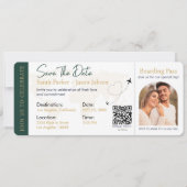 Boarding Pass Hochzeit in Urlaubsort QR-Code Einladung (Vorderseite)