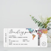 Boarding Pass Hochzeit in Urlaubsort QR-Code Einladung (Stehend Vorderseite)