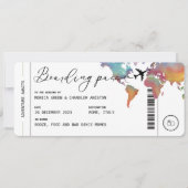 Boarding Pass Hochzeit in Urlaubsort QR-Code Einladung (Vorderseite)