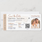 Boarding Pass Hochzeit in Urlaubsort QR-Code Einladung (Vorderseite)