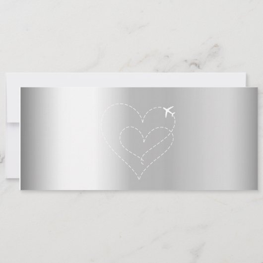 Boarding Pass Hochzeit in Urlaubsort QR-Code grau Einladung (Rückseite)