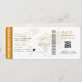 Boarding Pass Hochzeit in Urlaubsort QR-Code UAwg Einladung (Vorne/Hinten)