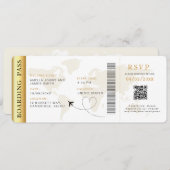 Boarding Pass Hochzeit in Urlaubsort QR-Code UAwg Einladung (Vorne/Hinten)