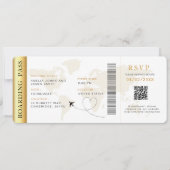 Boarding Pass Hochzeit in Urlaubsort QR-Code UAwg Einladung (Vorderseite)