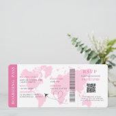 Boarding Pass Hochzeit in Urlaubsort QR-Code UAwg Einladung (Stehend Vorderseite)