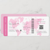 Boarding Pass Hochzeit in Urlaubsort QR-Code UAwg Einladung (Vorne/Hinten)